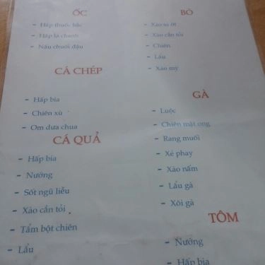 Thực đơn- Quán Ăn Ông Già Chính Hiệu