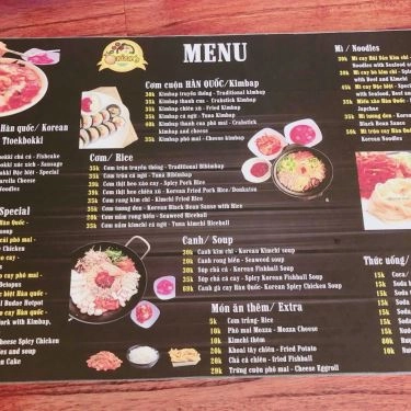 Thực đơn- Quán Ăn Onion's Korean Food