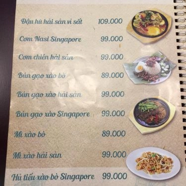 Thực đơn- Quán Ăn Orchard Road - Ẩm Thực Đường Phố Singapore - Aeon Mall Bình Tân