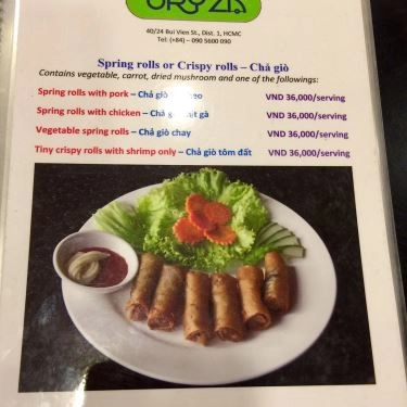 Thực đơn- Quán Ăn Oryza - Viet Cuisine