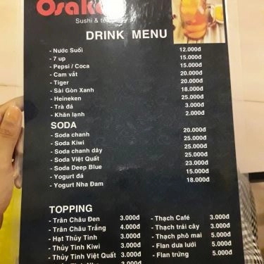 Thực đơn- Quán Ăn Osaka Sushi & Tea