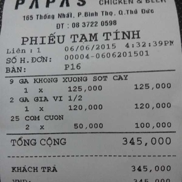 Tổng hợp- Nhà Hàng Papa's Chicken & Beer Thủ Đức