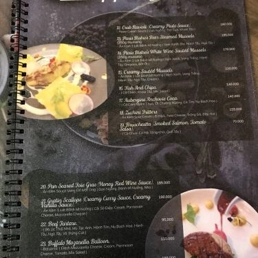 Thực đơn- Quán Ăn Paris Bistro - Món Âu