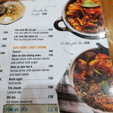 Thực đơn- Quán Ăn Phá Lấu Lì - Hoa Lan