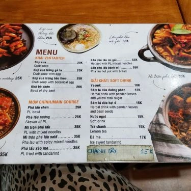 Thực đơn- Quán Ăn Phá Lấu Lì - Hoa Lan