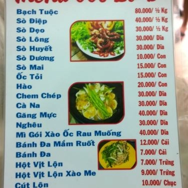 Thực đơn- Quán Ăn Phá Lấu - Nguyễn Thiện Thuật