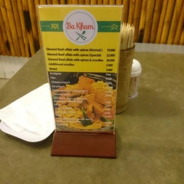 Thực đơn- Quán Ăn Phá Lấu Sạch Ba Khum