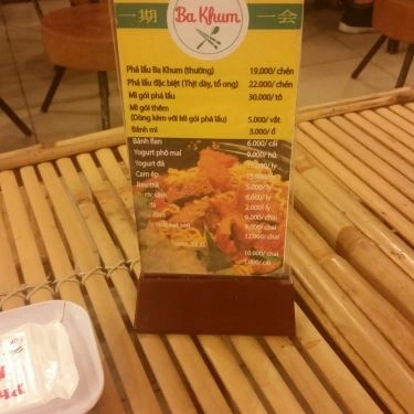 Thực đơn- Quán Ăn Phá Lấu Sạch Ba Khum