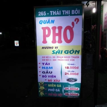 Thực đơn- Quán Ăn Phở - Miến & Mì Xíu