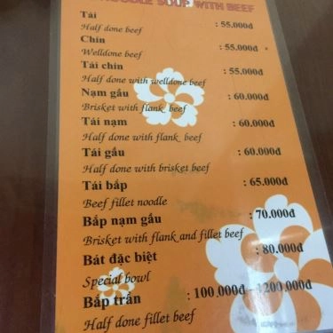 Thực đơn- Nhà Hàng Phở 10 Lý Quốc Sư