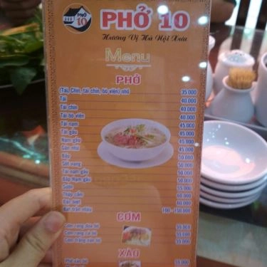 Thực đơn- Quán Ăn Phở 10 Lý Quốc Sư - Lê Đức Thọ