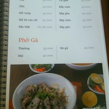 Thực đơn- Quán Ăn Phở An - Trần Bình