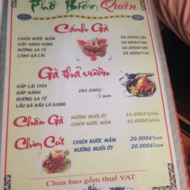 Thực đơn- Quán Ăn Phố Biển Quán - Đường 22 Tháng 12