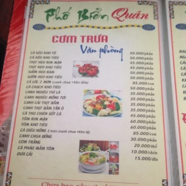 Thực đơn- Quán Ăn Phố Biển Quán - Đường 22 Tháng 12
