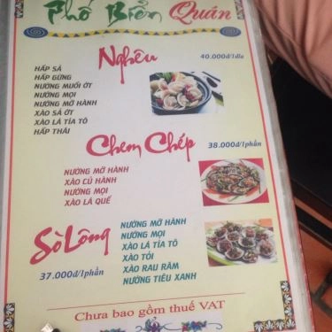 Thực đơn- Quán Ăn Phố Biển Quán - Đường 22 Tháng 12