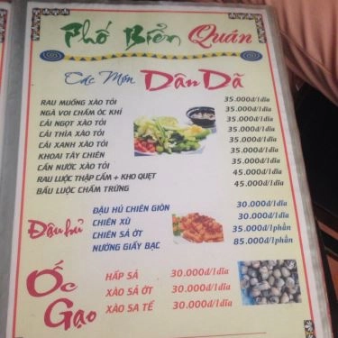 Thực đơn- Quán Ăn Phố Biển Quán - Đường 22 Tháng 12
