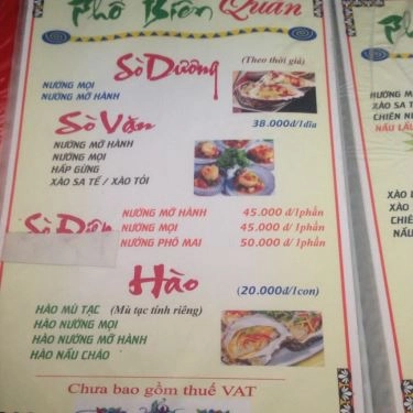 Thực đơn- Quán Ăn Phố Biển Quán - Đường 22 Tháng 12