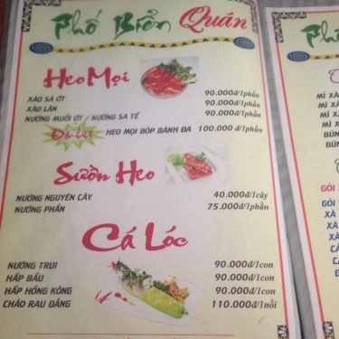 Thực đơn- Quán Ăn Phố Biển Quán - Đường 22 Tháng 12