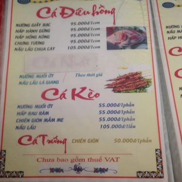 Thực đơn- Quán Ăn Phố Biển Quán - Đường 22 Tháng 12