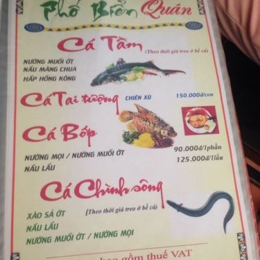 Thực đơn- Quán Ăn Phố Biển Quán - Đường 22 Tháng 12
