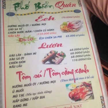 Thực đơn- Quán Ăn Phố Biển Quán - Đường 22 Tháng 12