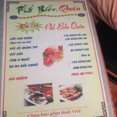 Thực đơn- Quán Ăn Phố Biển Quán - Đường 22 Tháng 12