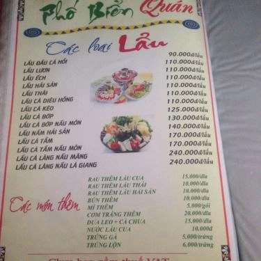 Thực đơn- Quán Ăn Phố Biển Quán - Đường 22 Tháng 12