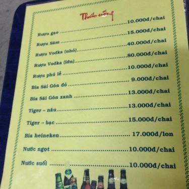 Thực đơn- Quán Ăn Phố Biển Quán - Điện Biên Phủ