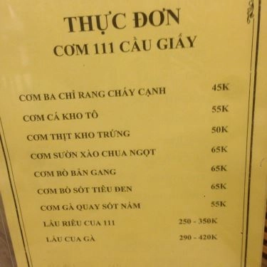 Thực đơn- Quán Ăn Phở Bò 111