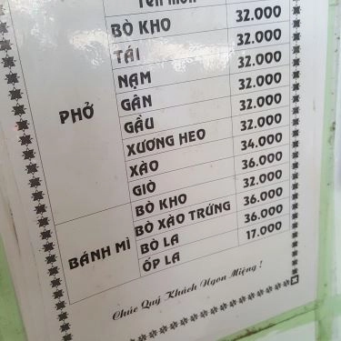 Thực đơn- Quán Ăn Phở Bò Số 1
