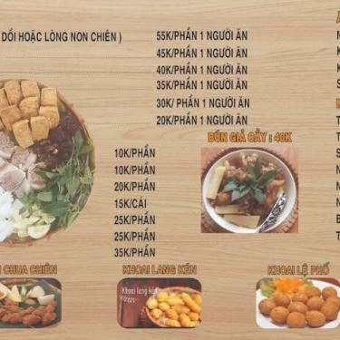 Thực đơn- Quán Ăn Bún Đậu Mắm Tôm Phố Cổ