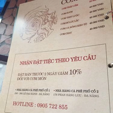 Thực đơn- Nhà Hàng Phố Cổ Cafe & Restaurant