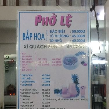 Thực đơn- Quán Ăn Phở Lệ - Đường Số 1