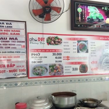 Thực đơn- Quán Ăn Phở Duy Phương Nam