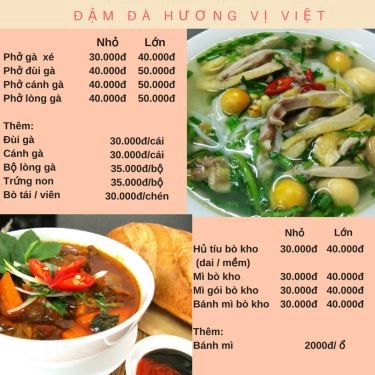 Thực đơn- Quán Ăn Phở Gà & Bò Kho 69