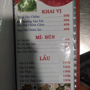 Thực đơn- Quán Ăn Phố Hàu Nướng