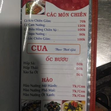 Thực đơn- Quán Ăn Phố Hàu Nướng