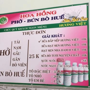 Thực đơn- Quán Ăn Hoa Hồng - Phở & Bún Bò Huế