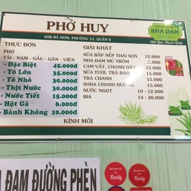 Thực đơn- Quán Ăn Phở Huy