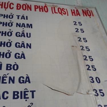 Thực đơn- Quán Ăn Phở Lý Quốc Sư