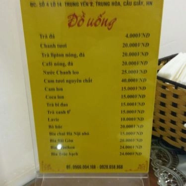 Thực đơn- Quán Ăn Phở Lý Quốc Sư - Trung Yên 3