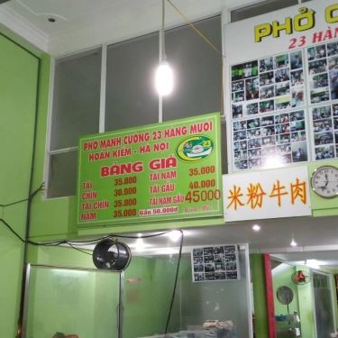 Thực đơn- Quán Ăn Phở Mạnh Cường