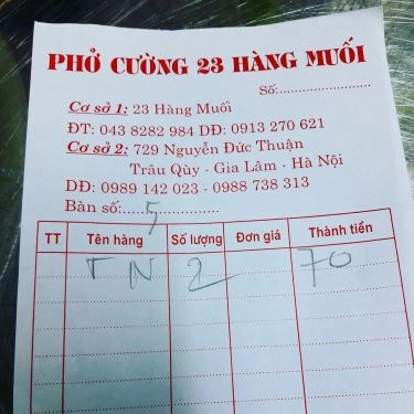 Thực đơn- Quán Ăn Phở Mạnh Cường