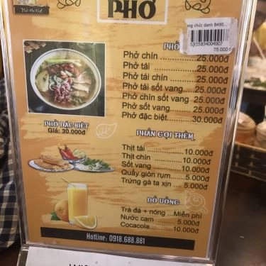Thực đơn- Quán Ăn Phở Mẹ Việt - Khâm Thiên