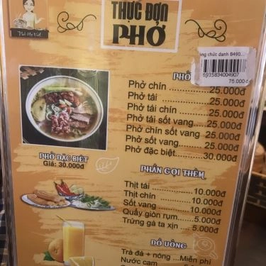 Thực đơn- Quán Ăn Phở Mẹ Việt - Khâm Thiên