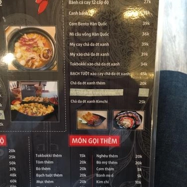 Thực đơn- Quán Ăn Phố Mì Cay Seoul 12 Cấp Độ - Nha Trang