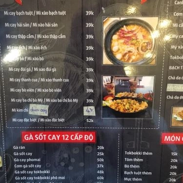 Thực đơn- Quán Ăn Phố Mì Cay Seoul 12 Cấp Độ - Nha Trang