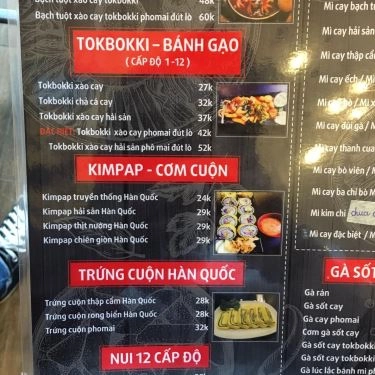Thực đơn- Quán Ăn Phố Mì Cay Seoul 12 Cấp Độ - Nha Trang