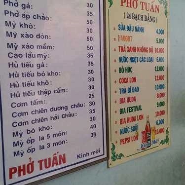 Thực đơn- Quán Ăn Phở - Mì Ốp La Tuấn