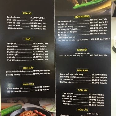 Thực đơn- Quán Ăn Quán Phố - Hương Vị Hà Thành